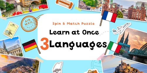 Spin & Match Puzzle Learn at Once 3 Languages